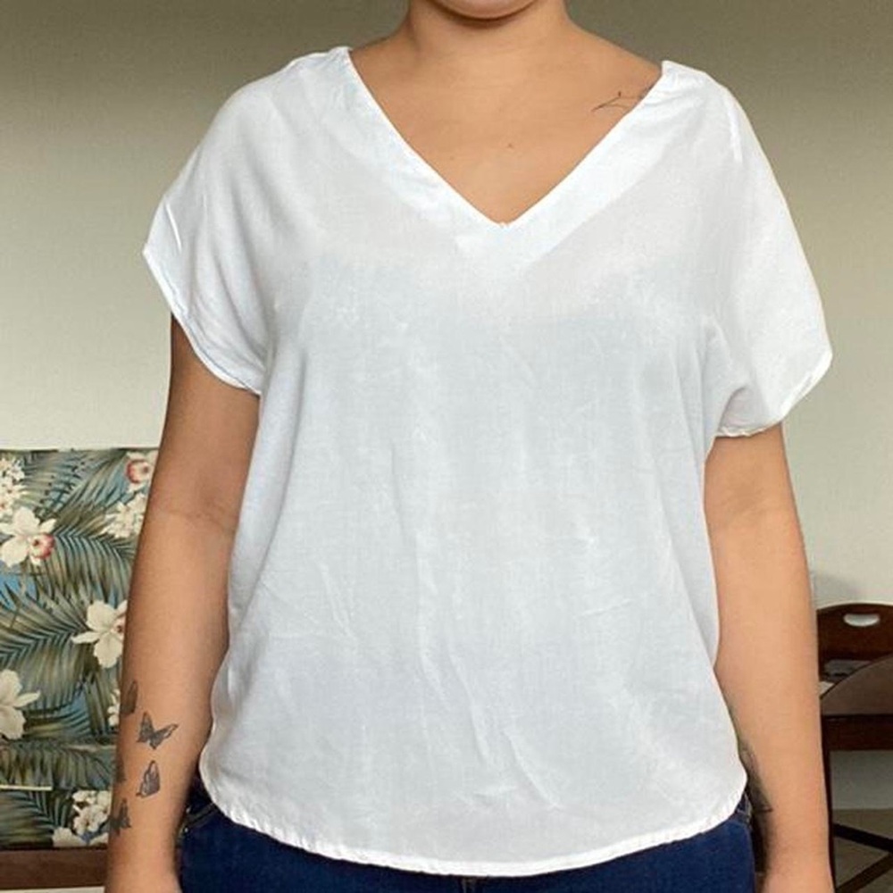 Primark V neck white blouse